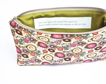 Personalized Graduation Gift, Cosmetic Bag with Inspirational Quote, Personalized Gift Ideas for Grad, Be Authentic, MADE TO ORDER
