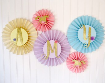 Unicorn Party Decorations - Paper Rosettes - Unicorn Banner - Unicorn Birthday - Unicorn 1st Birthday - Paper Fans - Unicorn Theme Party