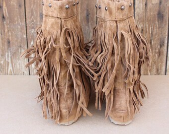 Boho boots,slouch boots, tassel boots, fringe boots bottes a franges femme Chaussures à frange