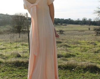 PEACHES AND CREAM 1980's Vintage Party Dress Gown Formal Open Back