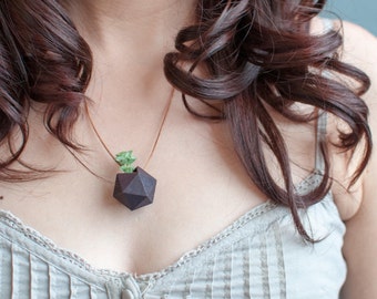 Icosahedron Wearable Planter in Black