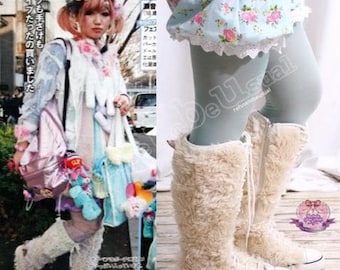 RTBU Decora Knee Sneaker Bear Plush Faux Fur Teddy Boot