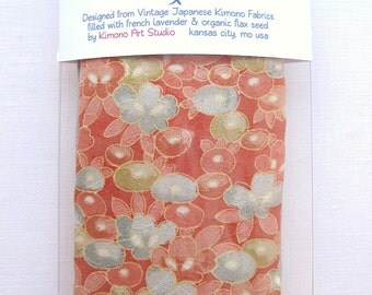 Aromatherapy Eye Pillow from Vintage Japanese Silk Kimono Fabric - French Lavender & Flax Seed