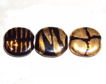 Kazuri Bead Ceramic, Clay, Ethnic, Single Fair Trade Bead from Africa 14k gold, black Animal Design