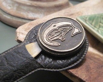 Vintage Brass Letter Opener with Initial C and Man in Top Hat Logo
