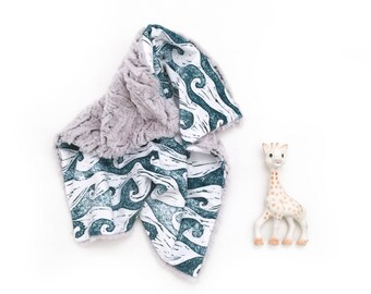Lovey Ocean Waves. Lovey. Waves Lovey. Teal Lovey. Ocean Lovey. Mini Baby Blanket. Security Blanket. Lovie. Minky Lovey.
