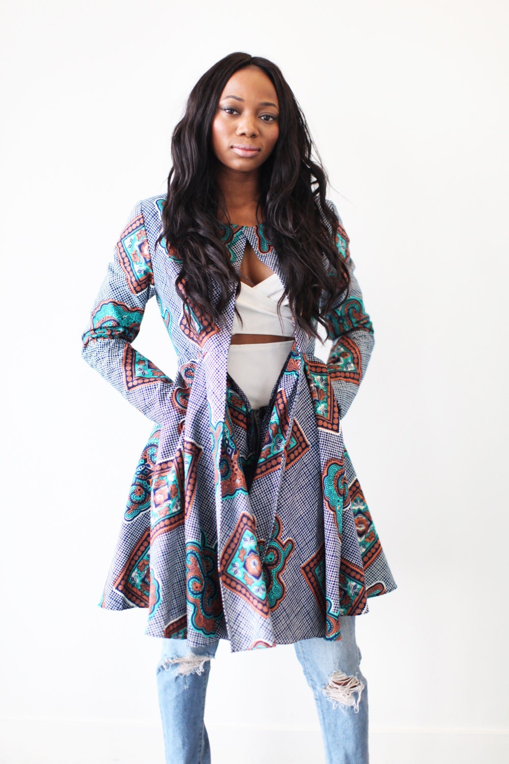 THE NAIROBI Jacket in Ankara Denim Blue