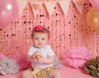 Pink and Gold BIRTHDAY BANNER / Pink and Gold First Birthday Banner / Pink and Gold Baby Shower Banner / Pink and gold banner / 1st birthday