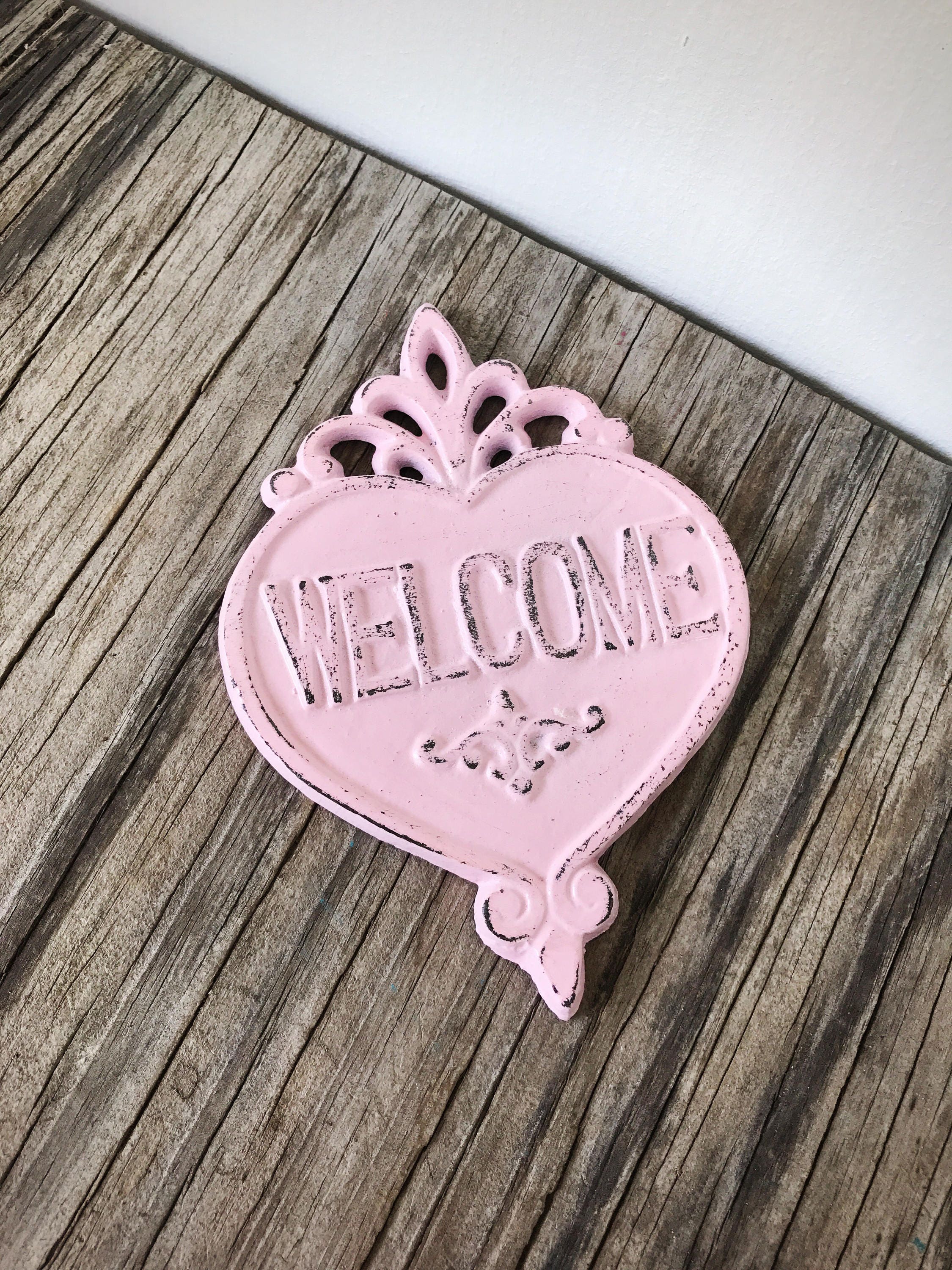 Farmhouse Style Sign For Front Door / Pastel Pink Home