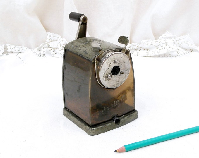 Working Mid Century German Vintage Metal Office Desk Mechanical Rotary Pencil Sharpener, Industrial, Retro, Home, Interior, Decor, School