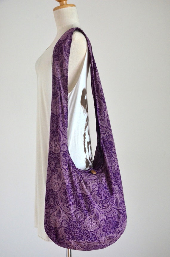 Purple Paisley Beach Crossbody Bag Boho Hobo Diaper Bag
