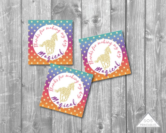 unicorn thank you tags glitter unicorn favor tags rainbow magical