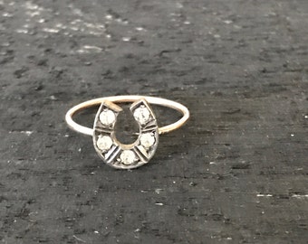 Georgian Horseshoe Paste Size 6 Pinkie or Midi Ring @CELESTEANDCOGEMS