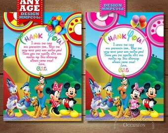 Minnie Mouse Clubhouse Thank You Card, Clubhouse Thank You Card, Mickey and Friends Thank You Card, Printable Thank You, Clubhouse Minnie