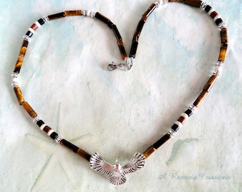 Men's Beaded Jewelry Men's Necklace Mens Native American Jewelry Mens Beaded Gemstone Necklace Mens Gift Eagle Necklace Gift for Men