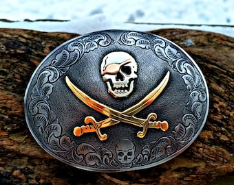 Jack Rackham Buckle, Pirate Flag Buckle, Pirate Belt Buckle, Battle Flag Buckle, Engraved Belt Buckle, Mens Belt Buckle, Calico Jack Buckle