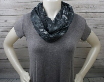 Gray and Black Knit Infinity Scarf