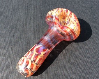 Glass Smoking Pipe // Spoon // Heady Glass // Desert // Sand // Ruby // Pink // Signed by Artist