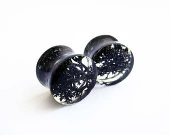 Black plug earrings ear gauges moss resin plugs 2g 0g 00g 12mm 14mm 16mm flesh plugs gothic jewelry wedding plugs body jewelry ear tunnels
