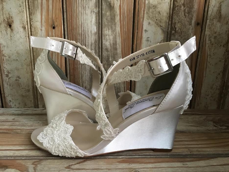 Bridal Wedding Sandal Wedge Criss Cross Strap Wedge Wedding