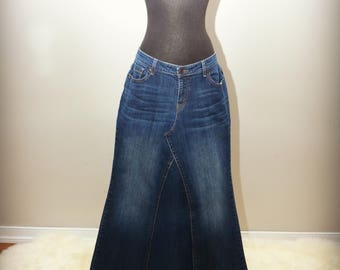 Womens Custom Long Denim Maxi flare Jean Skirts Sizes 0-24
