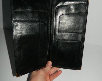 Vintage 1970s Faux Leather Black Men's Bill Fold