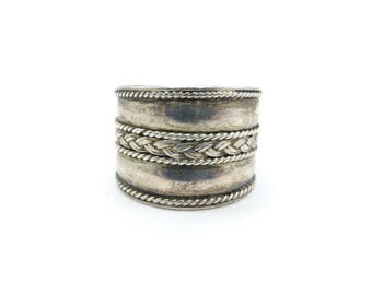 Vintage Ethnic Sterling Ring, Marked 925, Size 7.5