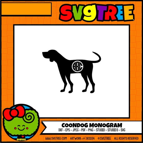 Dog Monogram SVG Monogram SVG Coonhound Circle Monogram svg