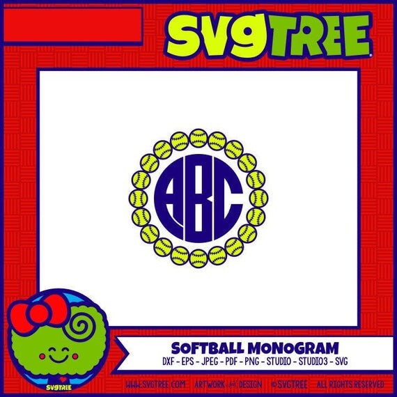 Download Softball SVG Softball Monogram SVG Softball Decor Monogram SVG