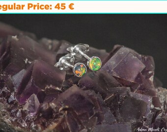 Welo Opal stud earrings, Genuine Opal Earrings, Sterling silver Opal gift, Ethiopian Opal Jewelry, Dainty Opal studs, Natural Opal earrings
