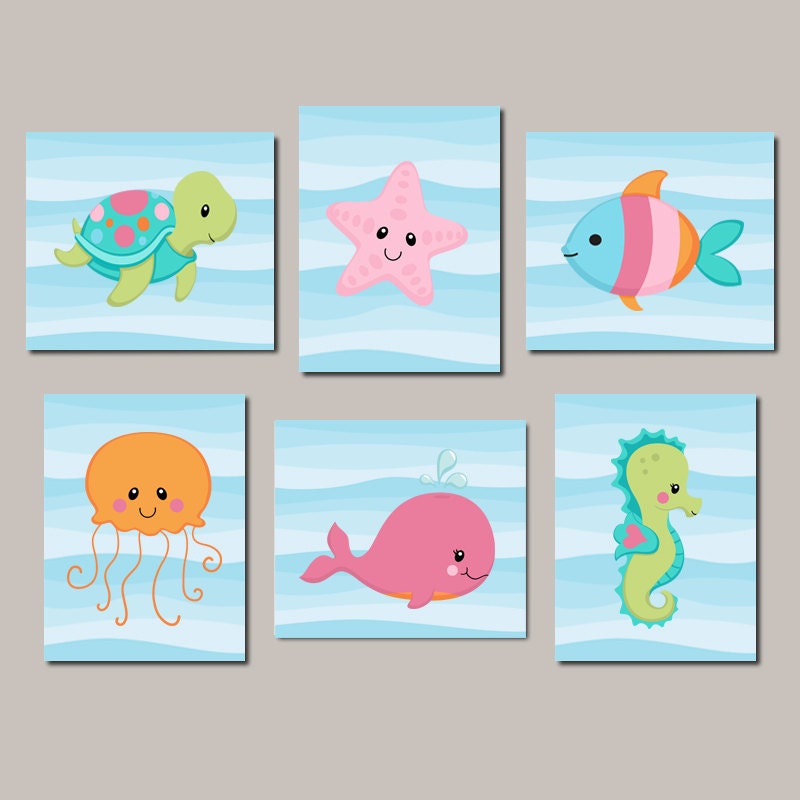 Under The Sea Nursery Art Girl Nursery Wall Art Sea Life