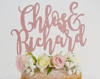 Modern Calligraphy Personalised Paper Wedding Cake Topper