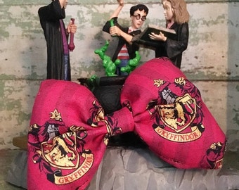 Handmade Hogwarts Harry Potter Gryffindor Dog Collar Bow Tie