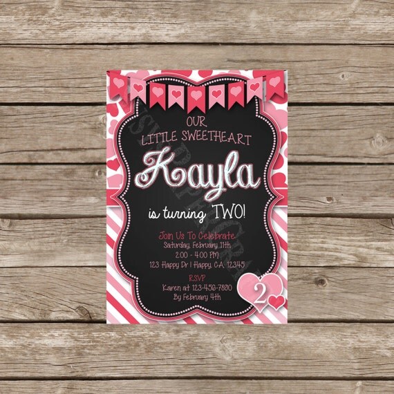 Valentine Birthday Invitation Digital File You Print