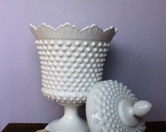 Rare Fenton Hobnail Milk Glass Urn
