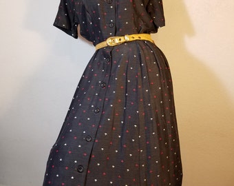FREE SHIPPING. 1940 Rayon Day Dress