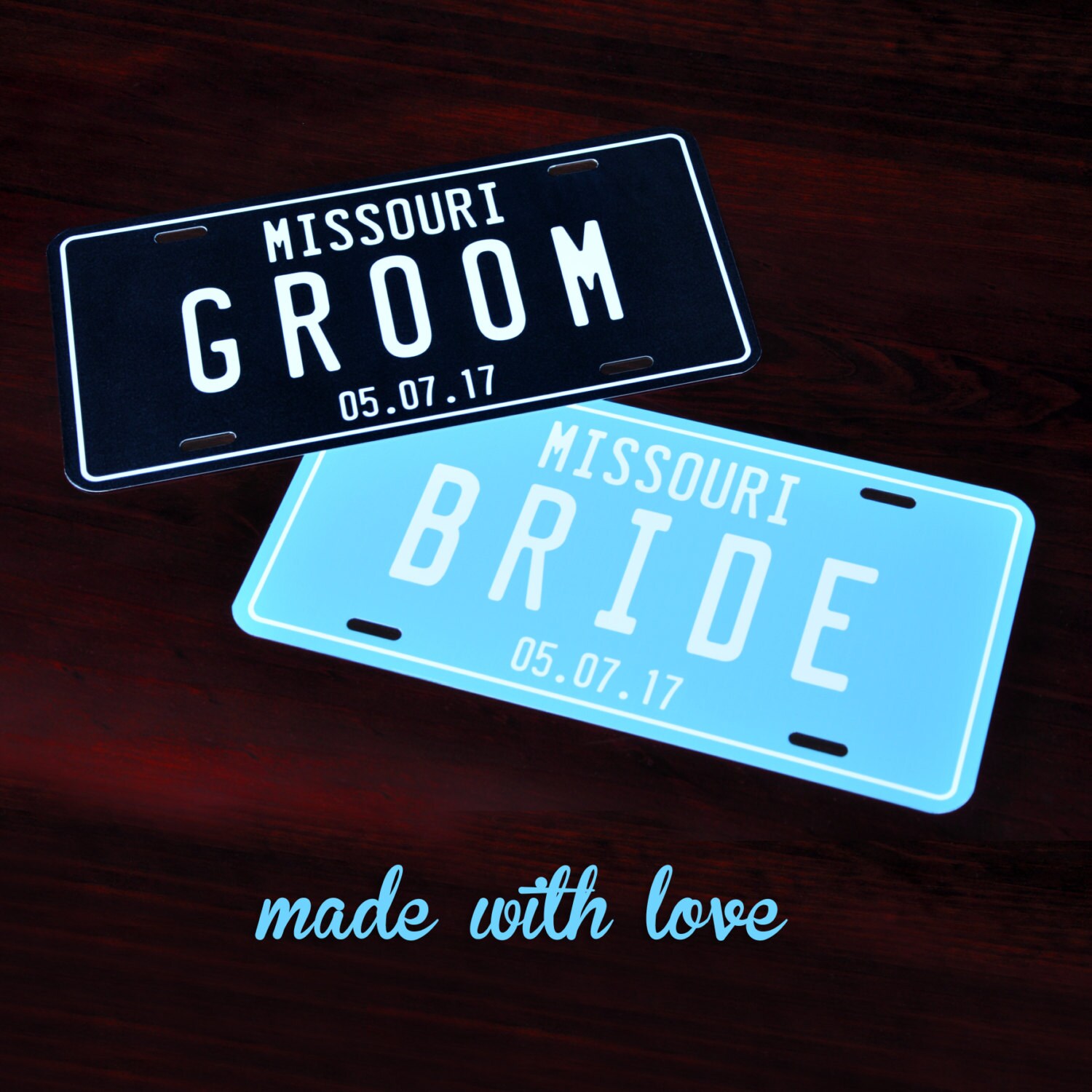Just Married Personalized License Plate Mr & Mrs Bride