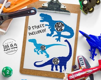 Dinosaur svg, Dinosaur Monogram svg, Boy Monogram svg, Dino Monogram svg, T-Rex svg, eps, dxf, png Cut Files for Silhouette for Cricut