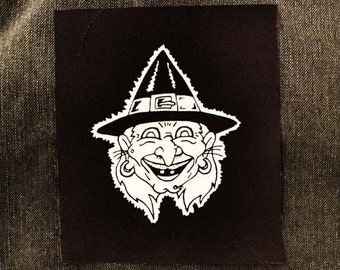 Halloween Witch Patch - retro / vintage inspired halloween witch screenprinted cloth patch