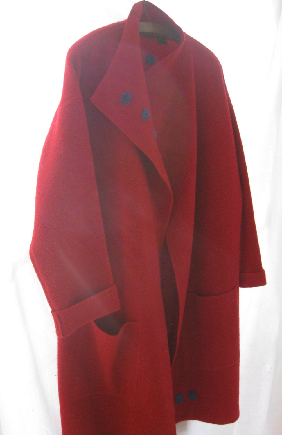 SALE Red up cycled boiled wool coat plus size unlined wool