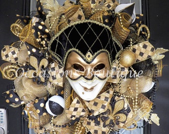Mardi Gras Wreath, Mardi Gras Decoration, Front door Wreaths, Door Hanger, Wreath for door, Made to Order