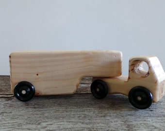 Wood Toy Semi Truck and Detachable Trailer-Handmade-Eco Friendly