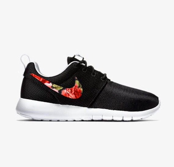 black and white floral nike shoes