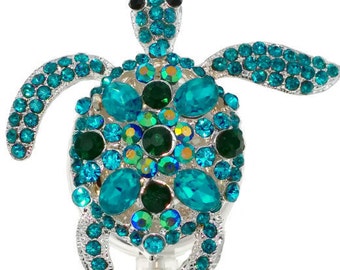 Silver Blue Sea Turtle ID Badge Reel - SassyBadge - Nurse ID Badge Holder - Slide or Alligator Clip