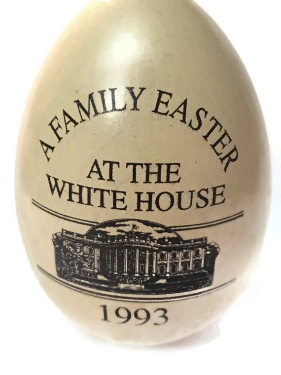 1993 White House Easter Egg Wooden Yellow Egg White House
