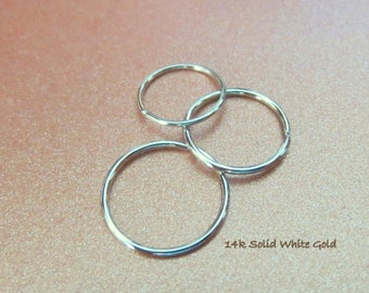 14k WHITE Gold Nose Ring, Cartilage, Lobe, Etc. - Solid Gold, NOT Plated or Filled - 20, 22, 24, or 26 Gauge Small Endless Hoop, Made in USA