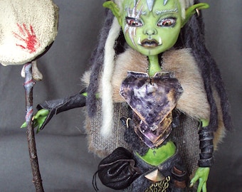 Monster High Repaint custom OOAK Orc shaman warrior Abbey Bominable