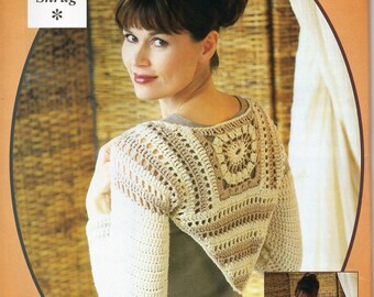 womens crochet shrug Crochet pattern PDF ladies crochet motif bolero Size 6-20 4ply sport Instant Download