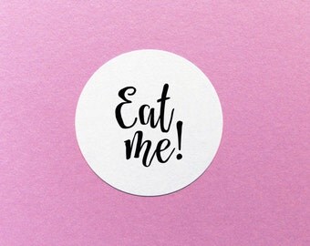 Eat Me Labels, Wedding Favor Stickers, Party Favor Stickers, Food Party Favour Stickers, Alice In Wonderland Eat Me Sticker, Eat Me Labels