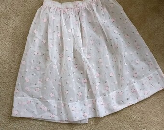 Vintage 1950s Sheer Floral Overskirt/50s Skirt/Large